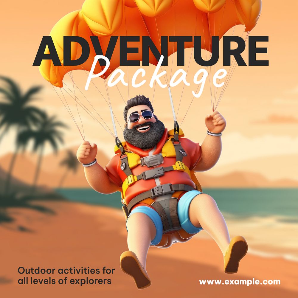 Adventure package Instagram post template, editable text