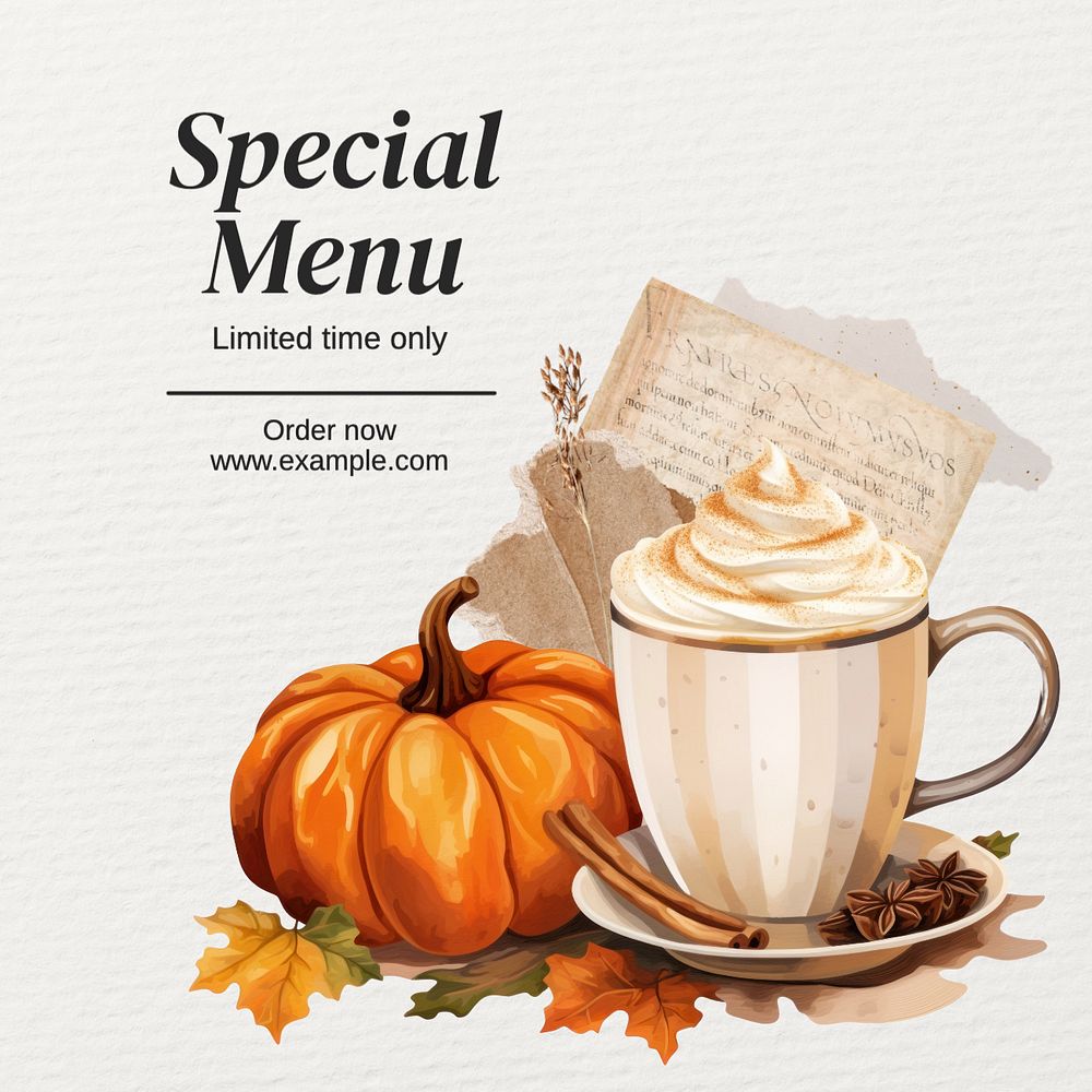 Special menu Instagram post template, editable text