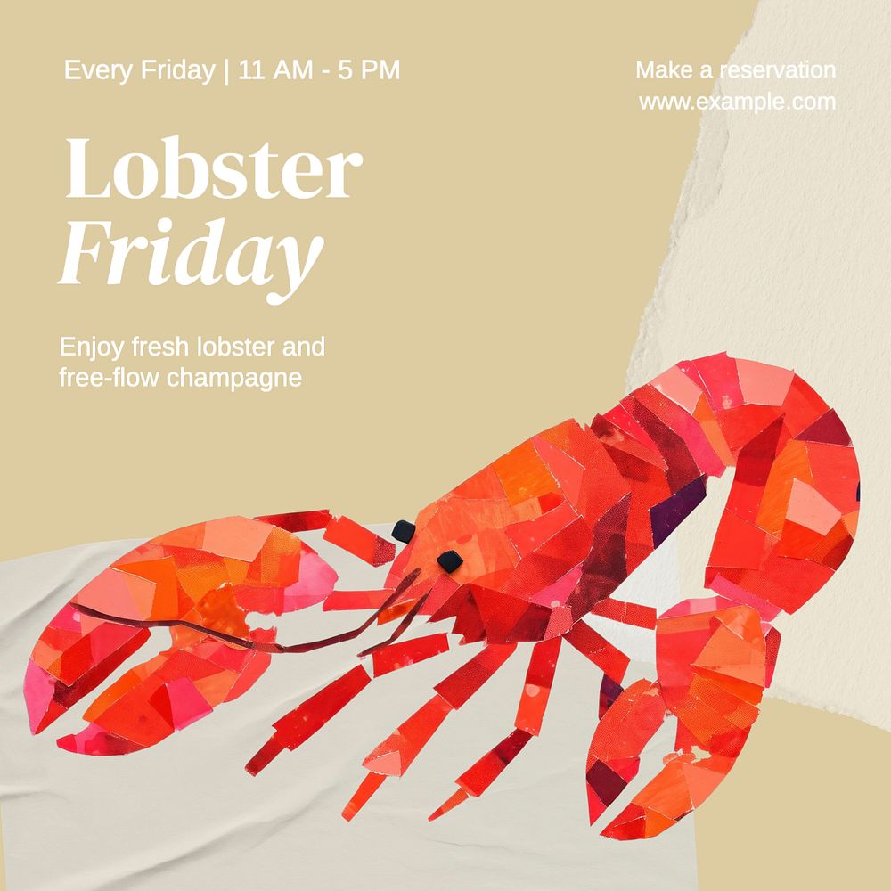 Lobster friday Instagram post template, editable text