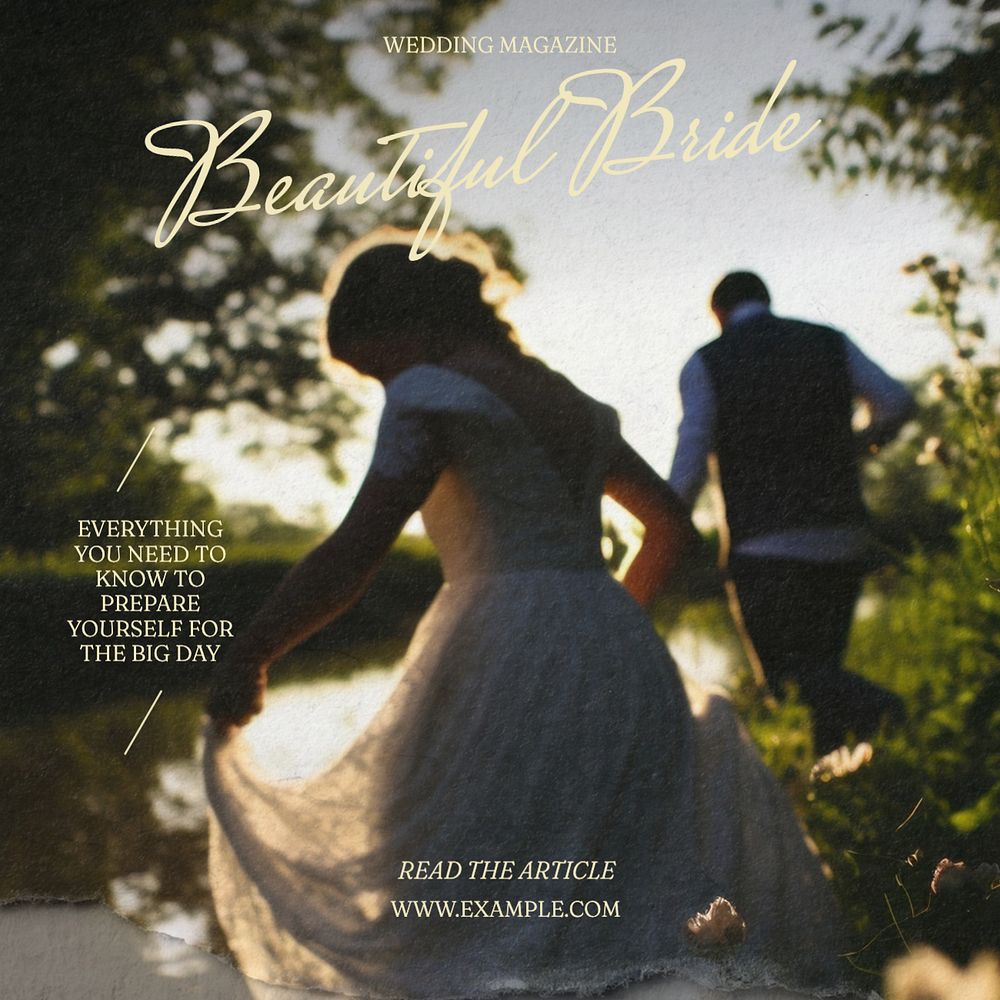 Beautiful bride Instagram post template, editable text