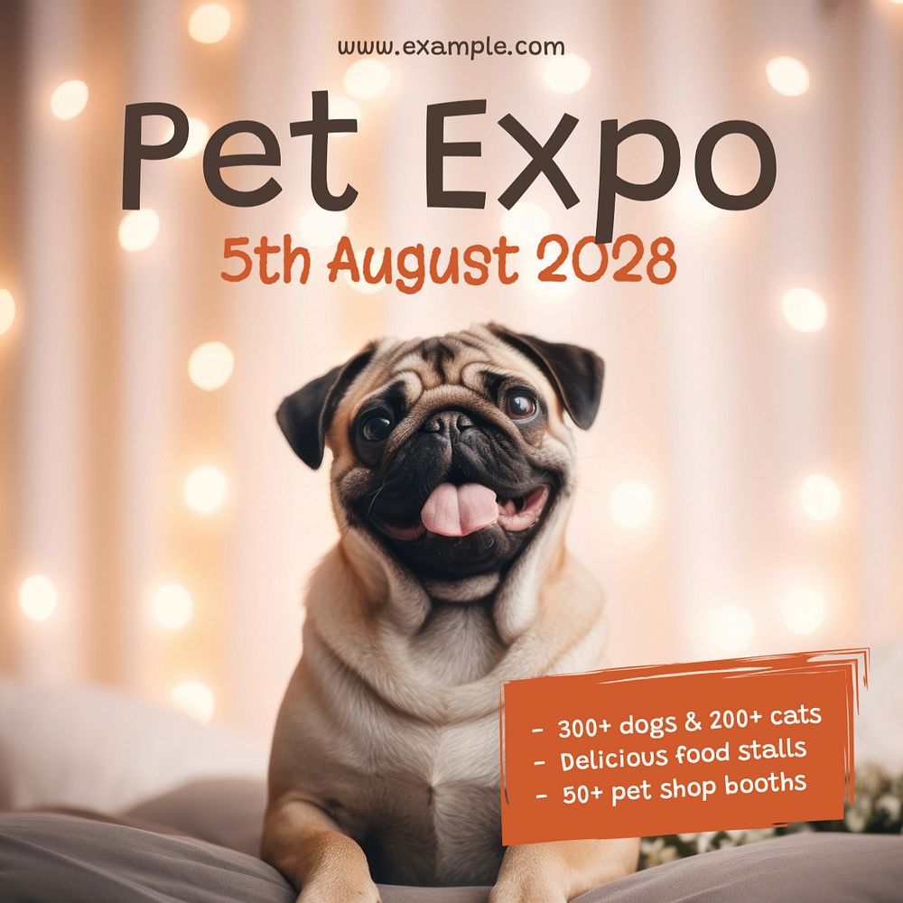 Pet expo Instagram post template, editable text