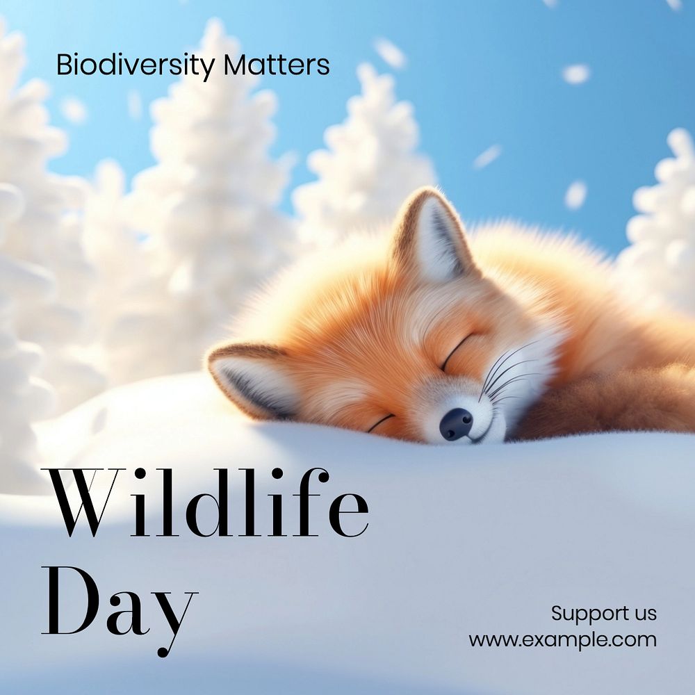 Wildlife day Instagram post template, editable text