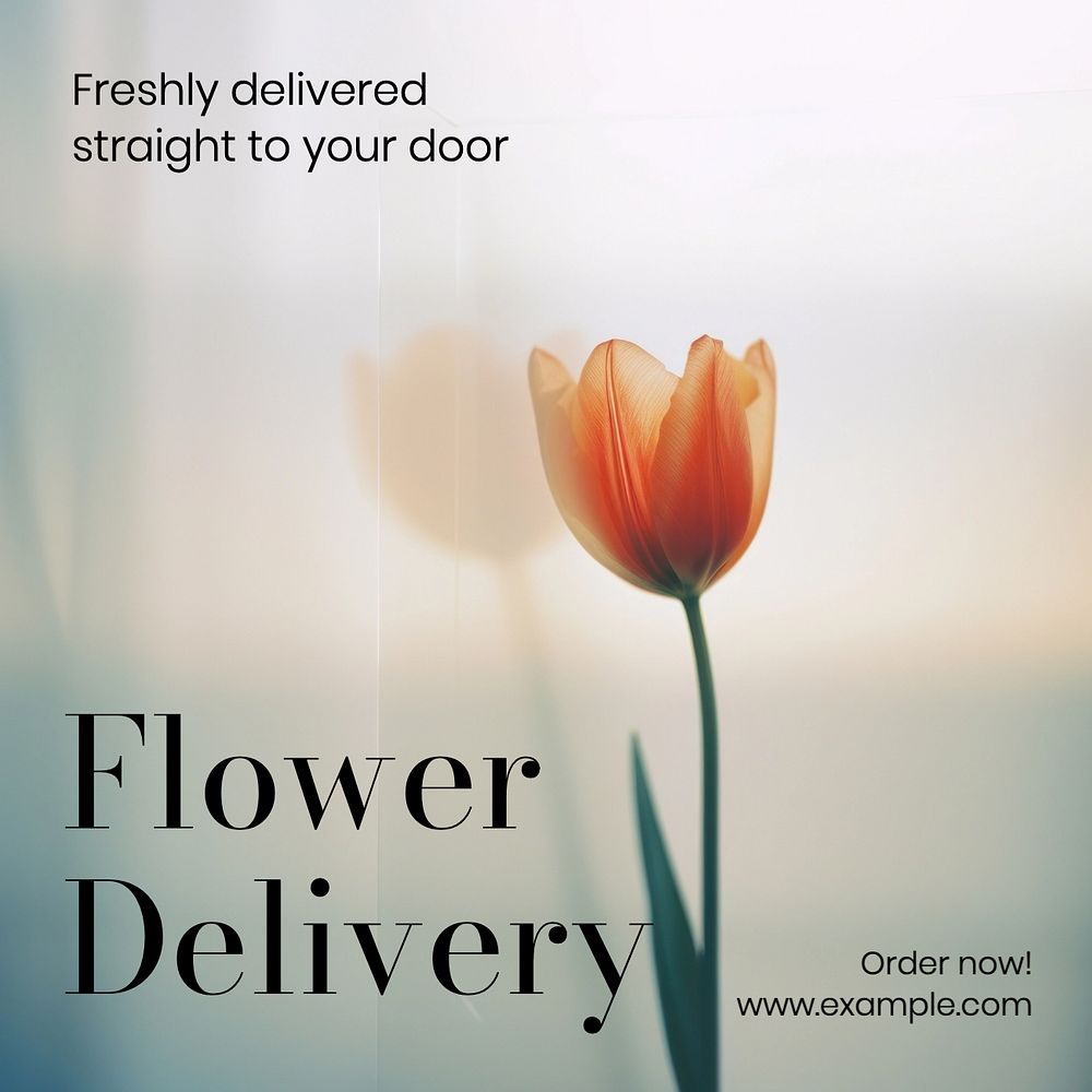 Flower delivery Instagram post template, editable text