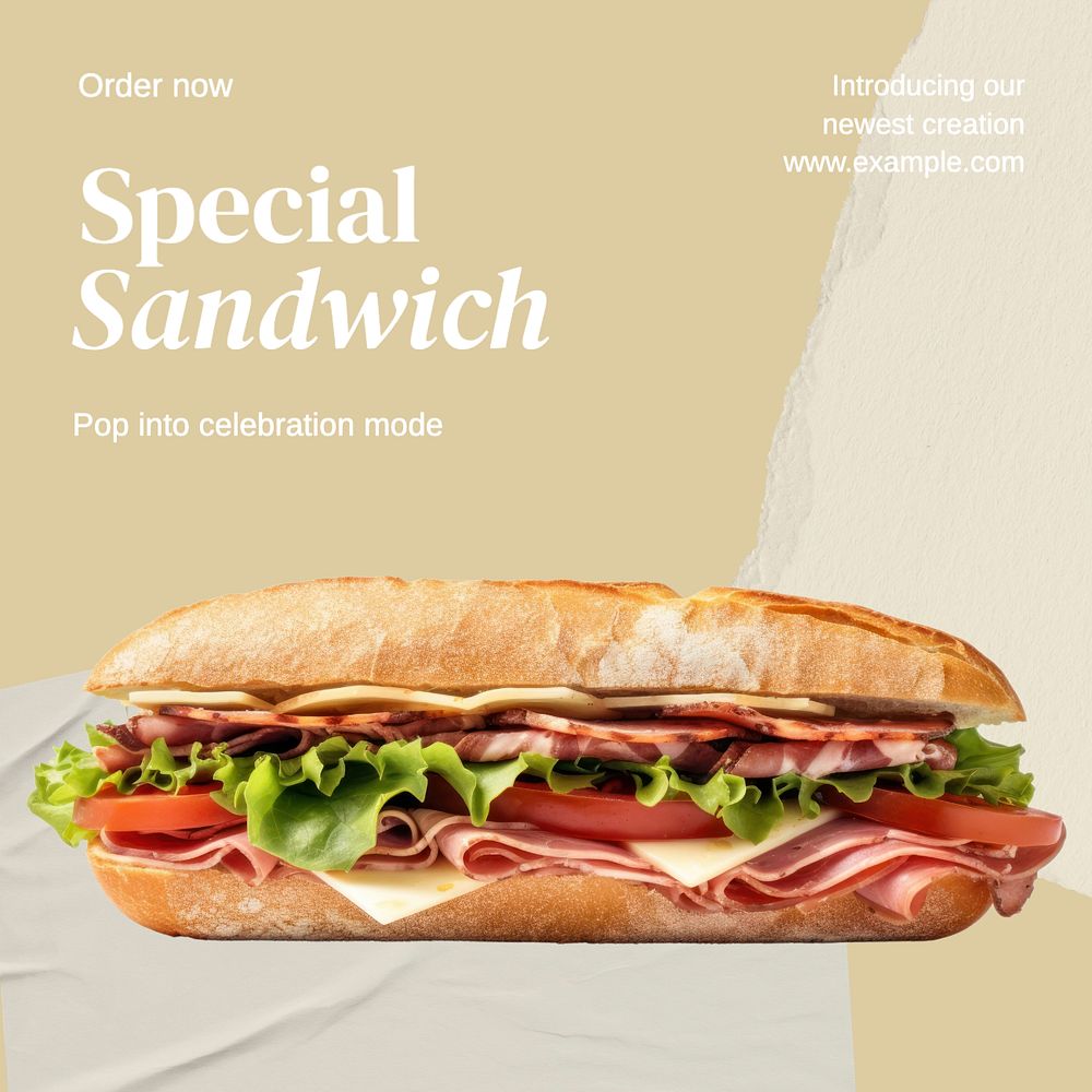 Special sandwich Instagram post template, editable text