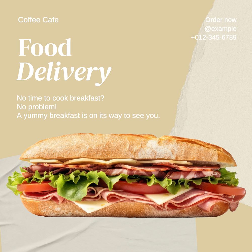 Food delivery Instagram post template, editable text