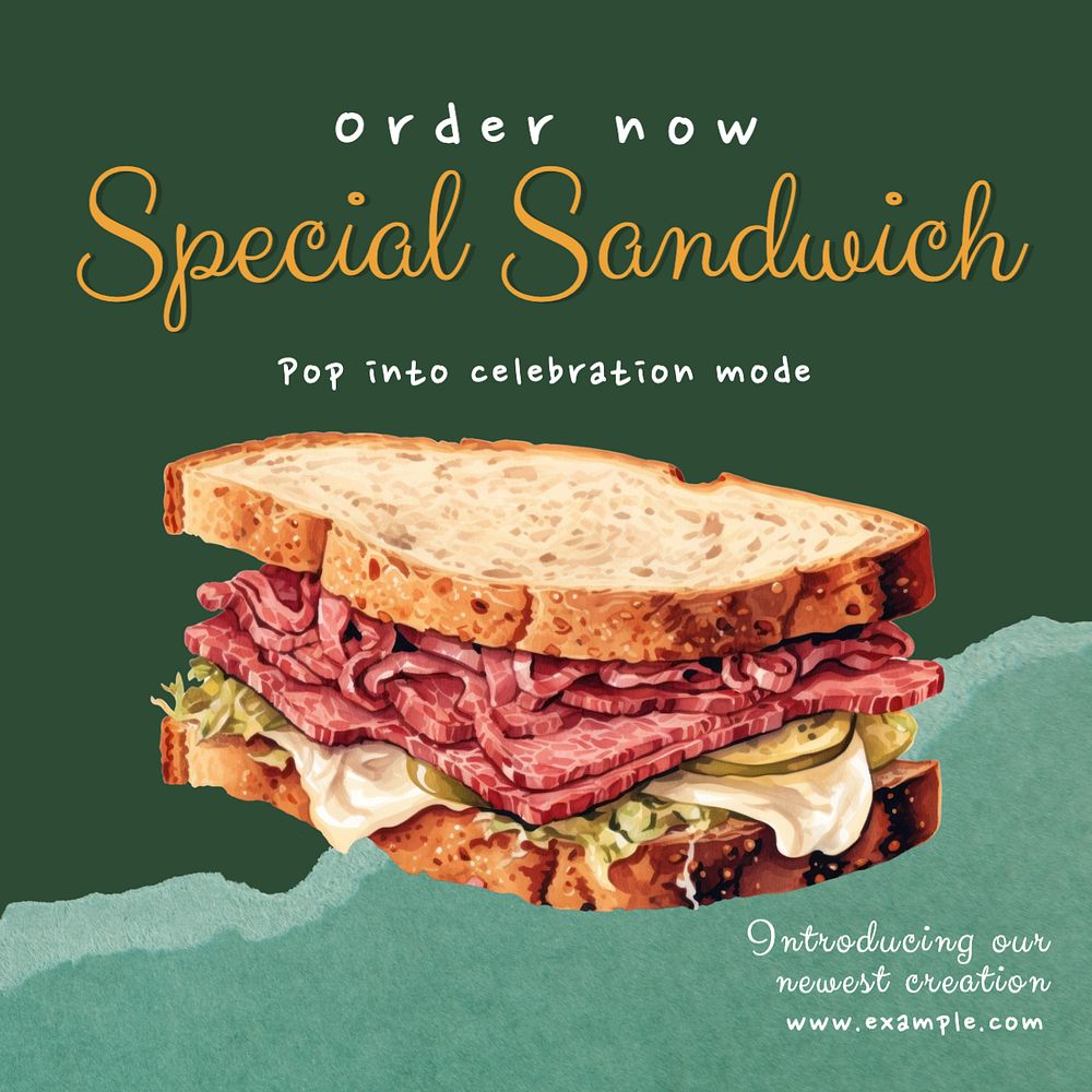 Special sandwich Instagram post template, editable text