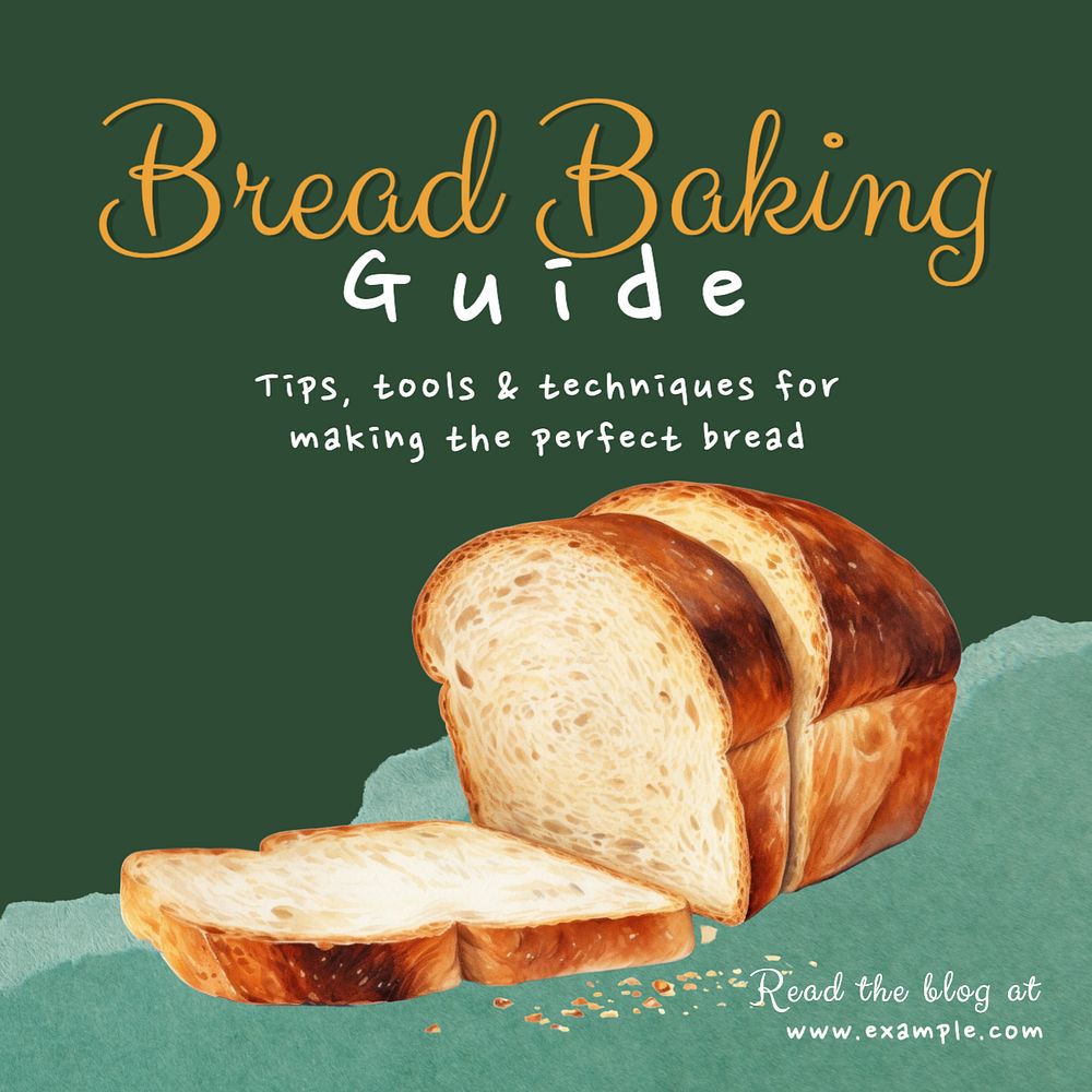 Bread baking guide Instagram post template, editable text