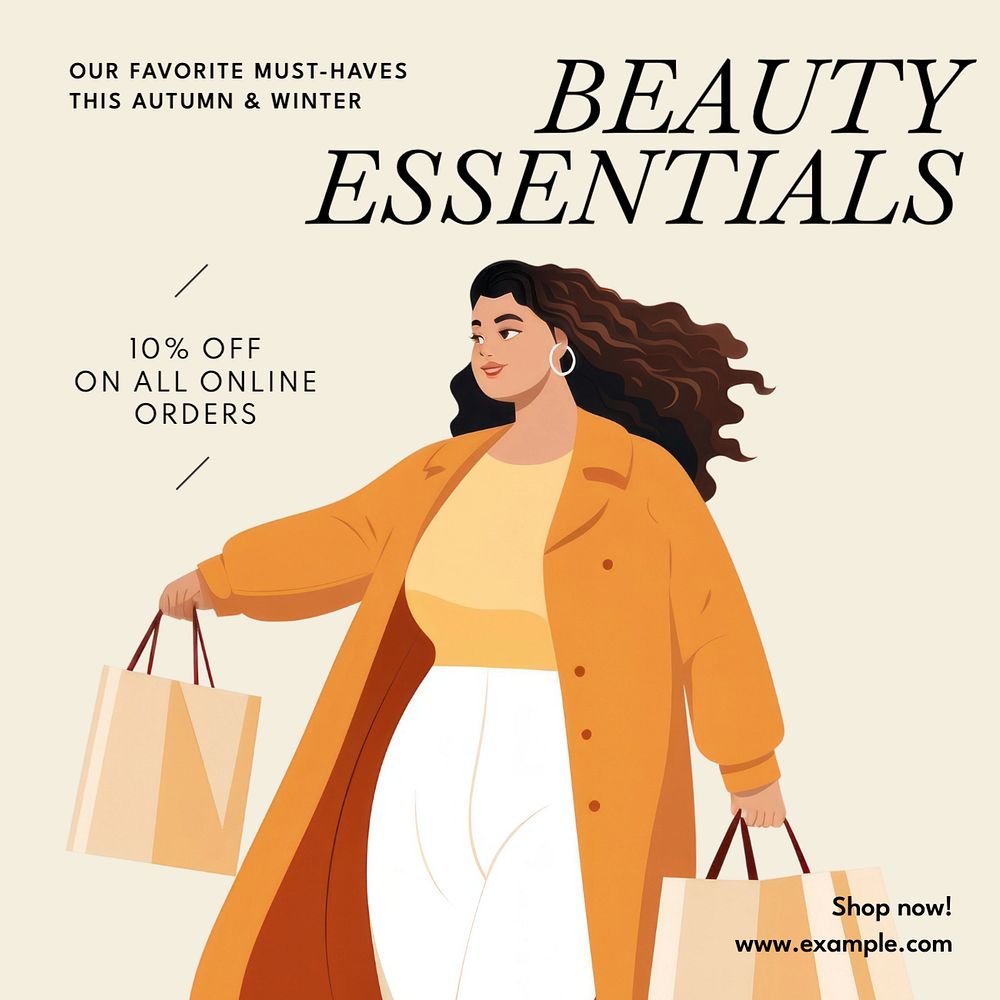 Beauty essentials Instagram post template, editable text