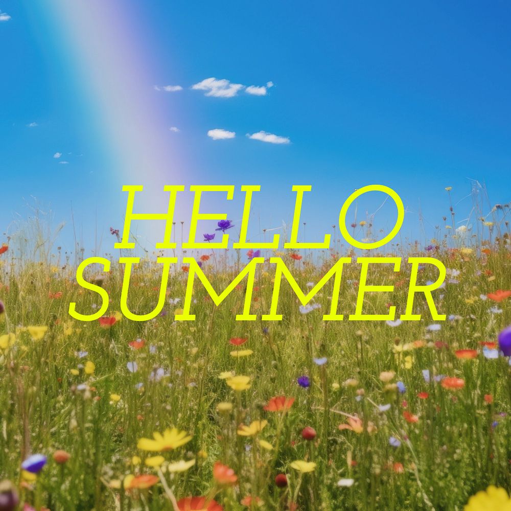 Hello summer Instagram post template, editable text