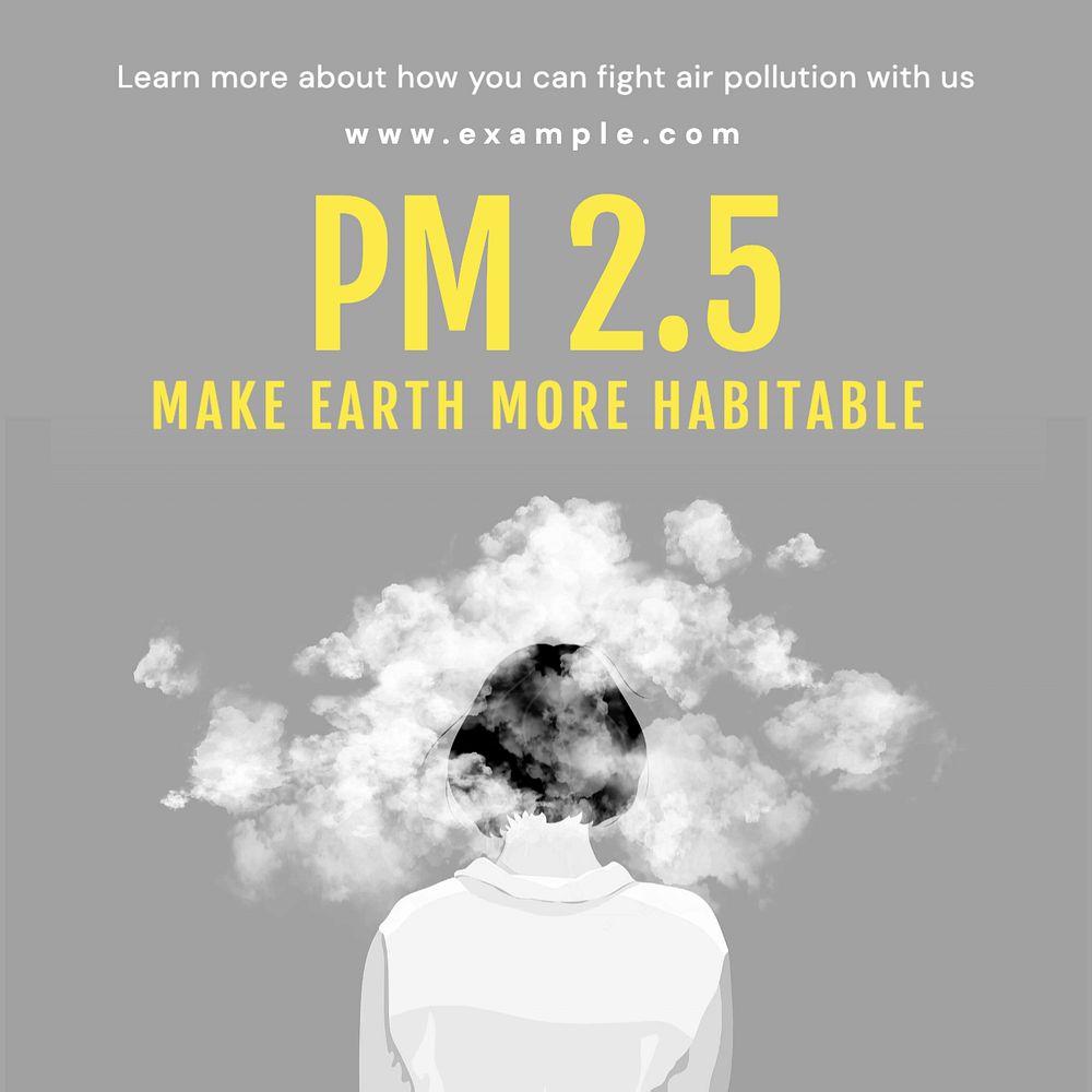 Air pollution campaign  Instagram post template, editable text