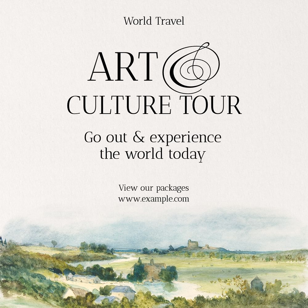 Art & culture tour Instagram post template, editable text