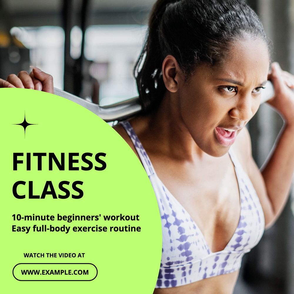 Fitness class  Instagram post template, editable text