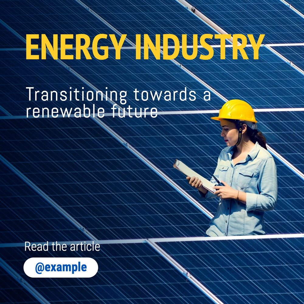 Energy industry  Instagram post template, editable text