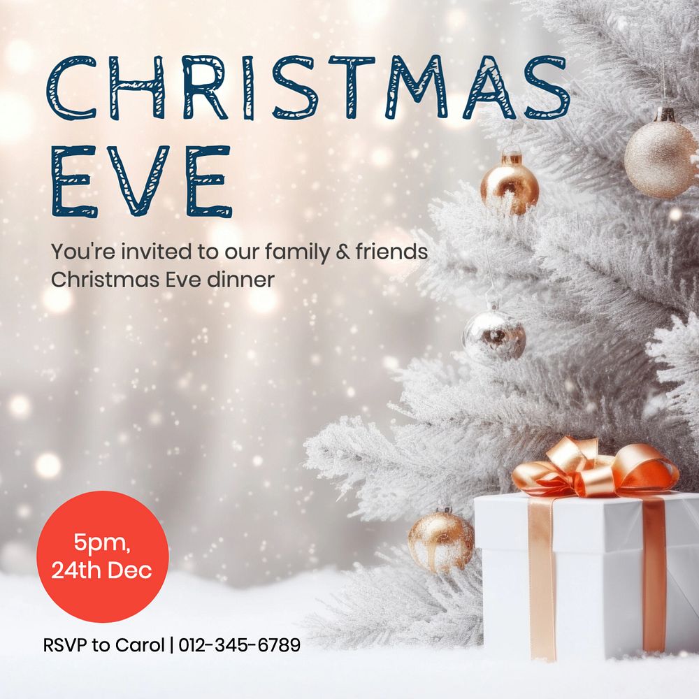 Christmas eve Instagram post template, editable text