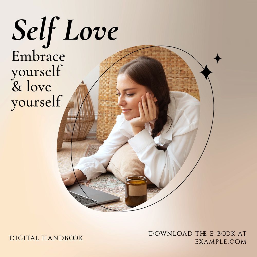 Self love ebook  Instagram post template, editable text