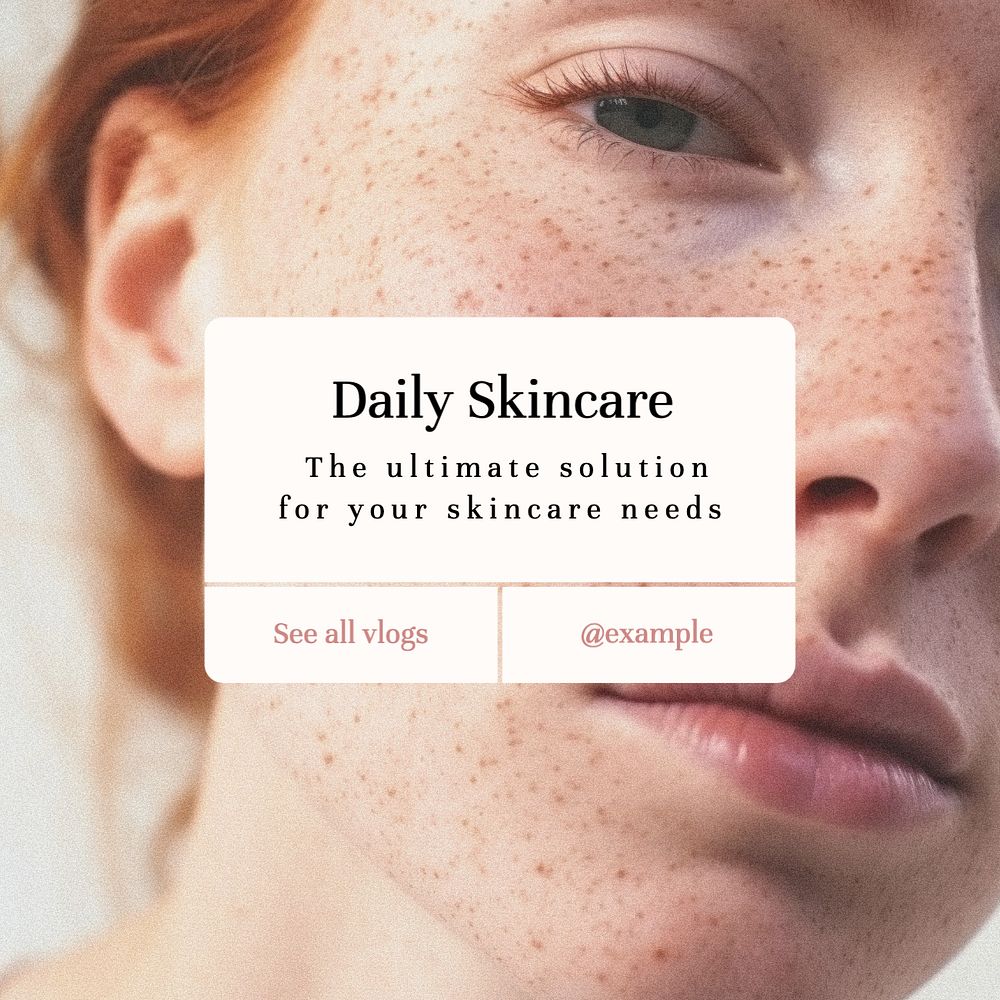 Daily skincare Instagram post template, editable text