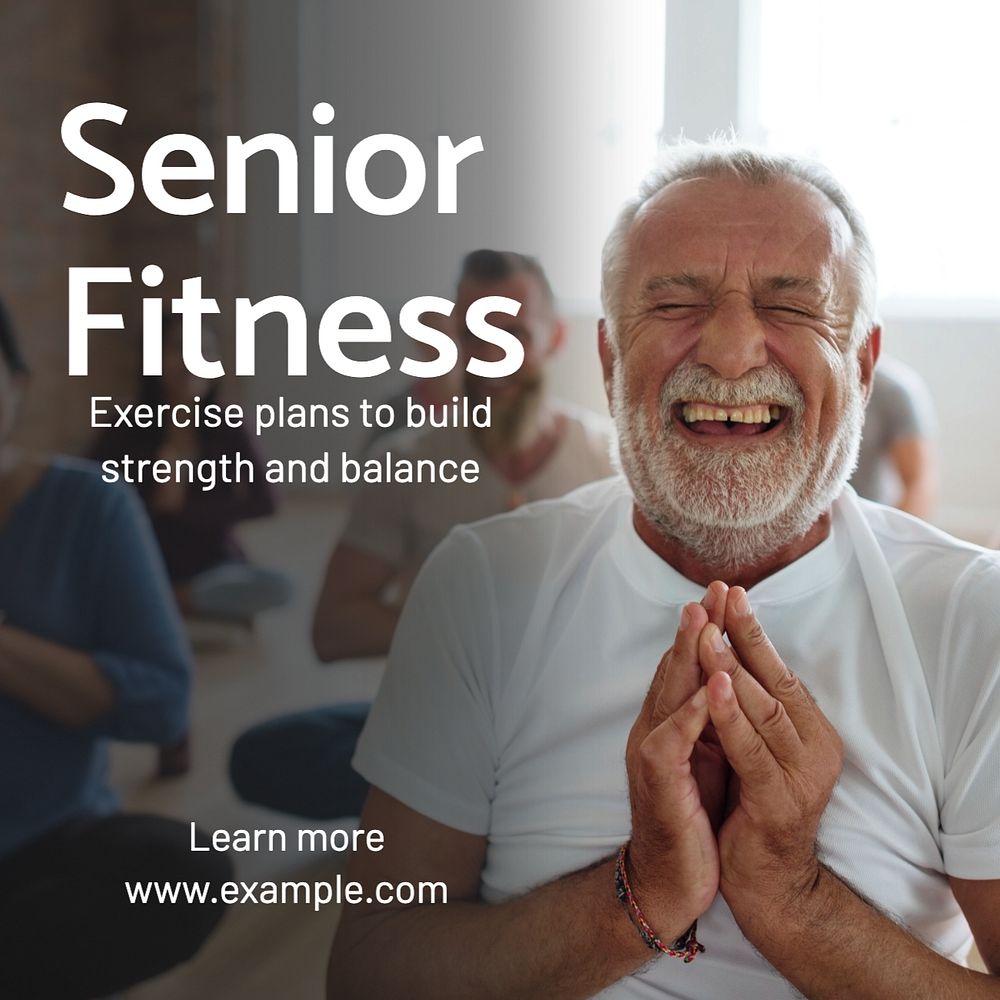 Senior fitness  Instagram post template, editable text