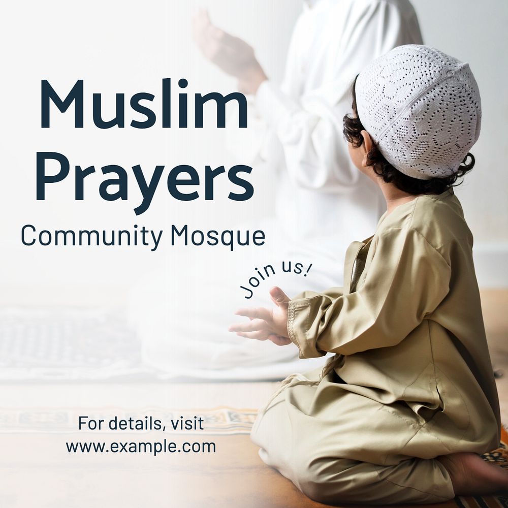 Muslim prayers  Instagram post template, editable text