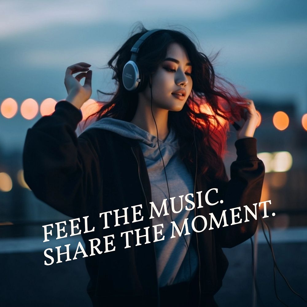 Music vibes Instagram post template, editable text