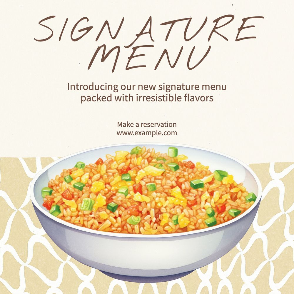 Signature menu Instagram post template, editable text