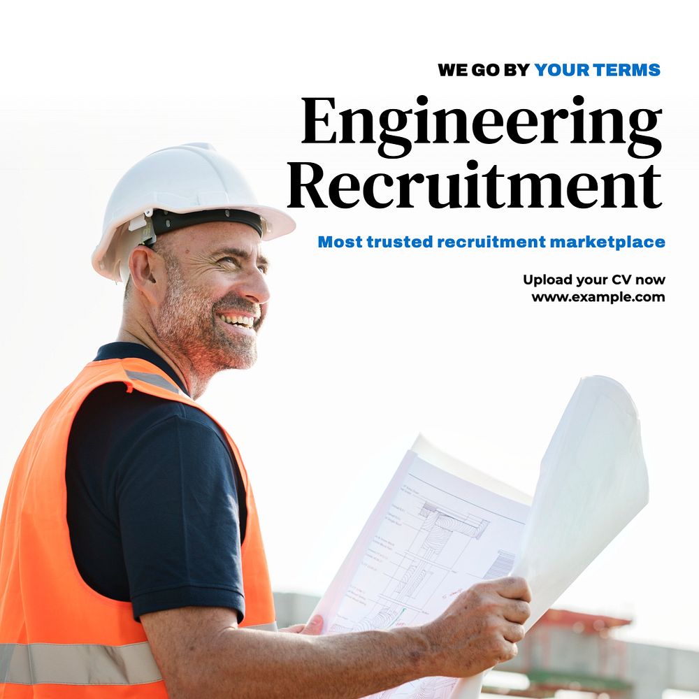 Engineering recruitment Instagram post template, editable text