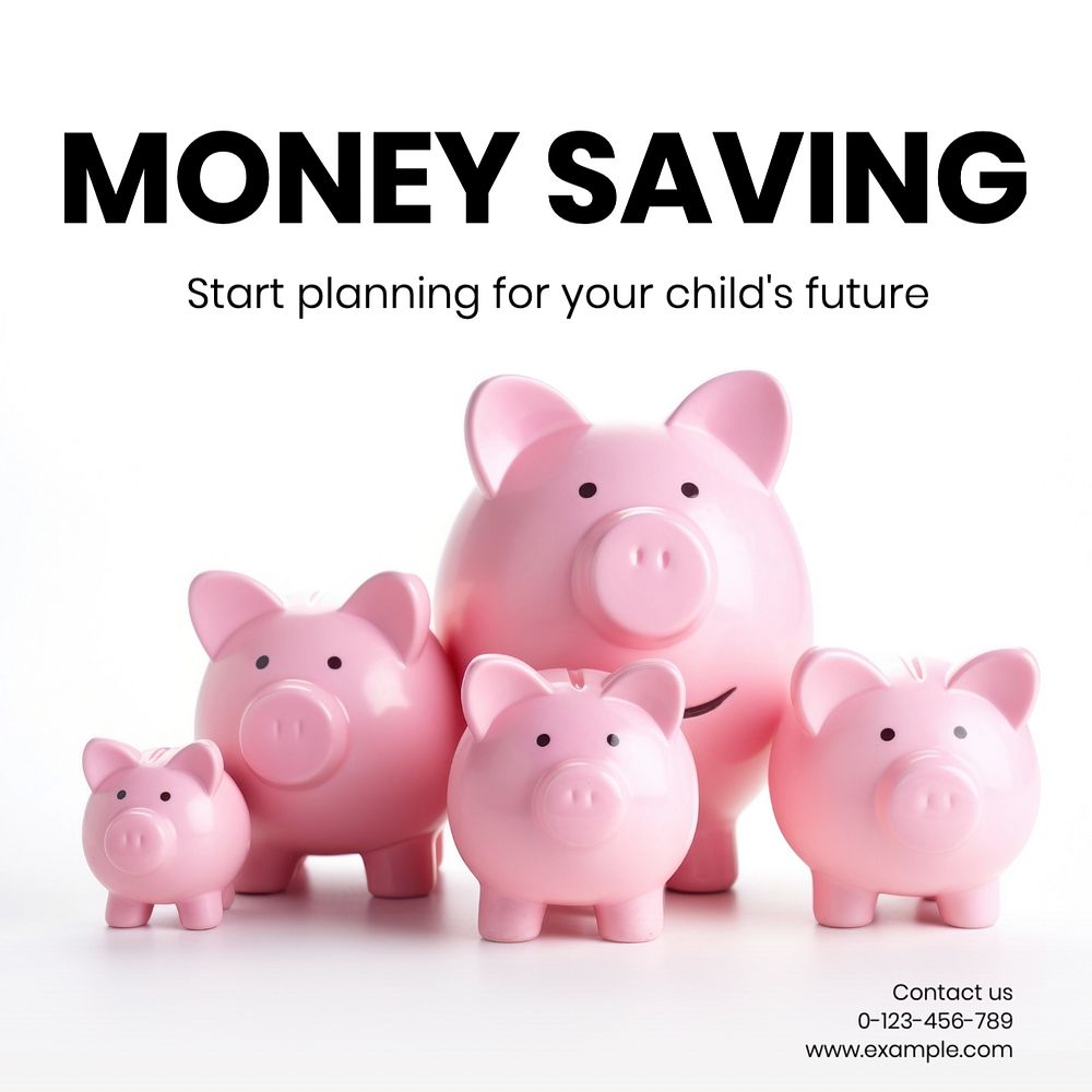 Saving money Instagram post template, editable text