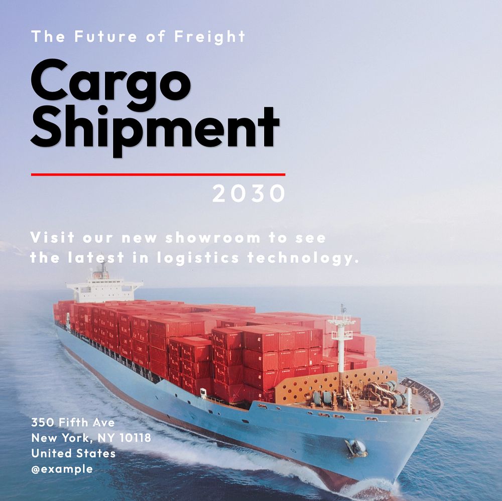 Cargo shipment Instagram post template, editable text