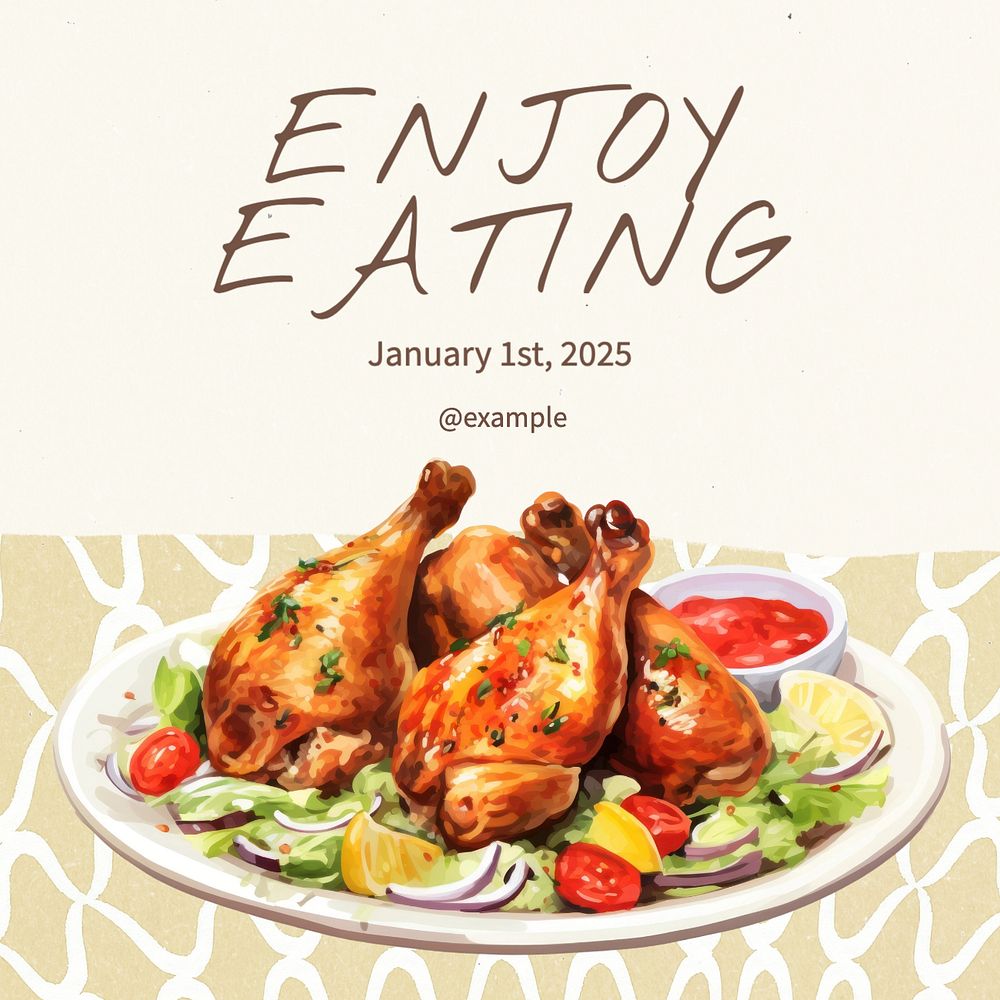 Enjoy eating Instagram post template, editable text