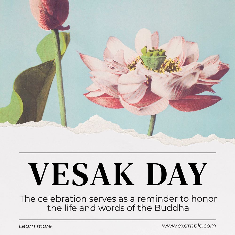 Vesak day  Instagram post template, editable text