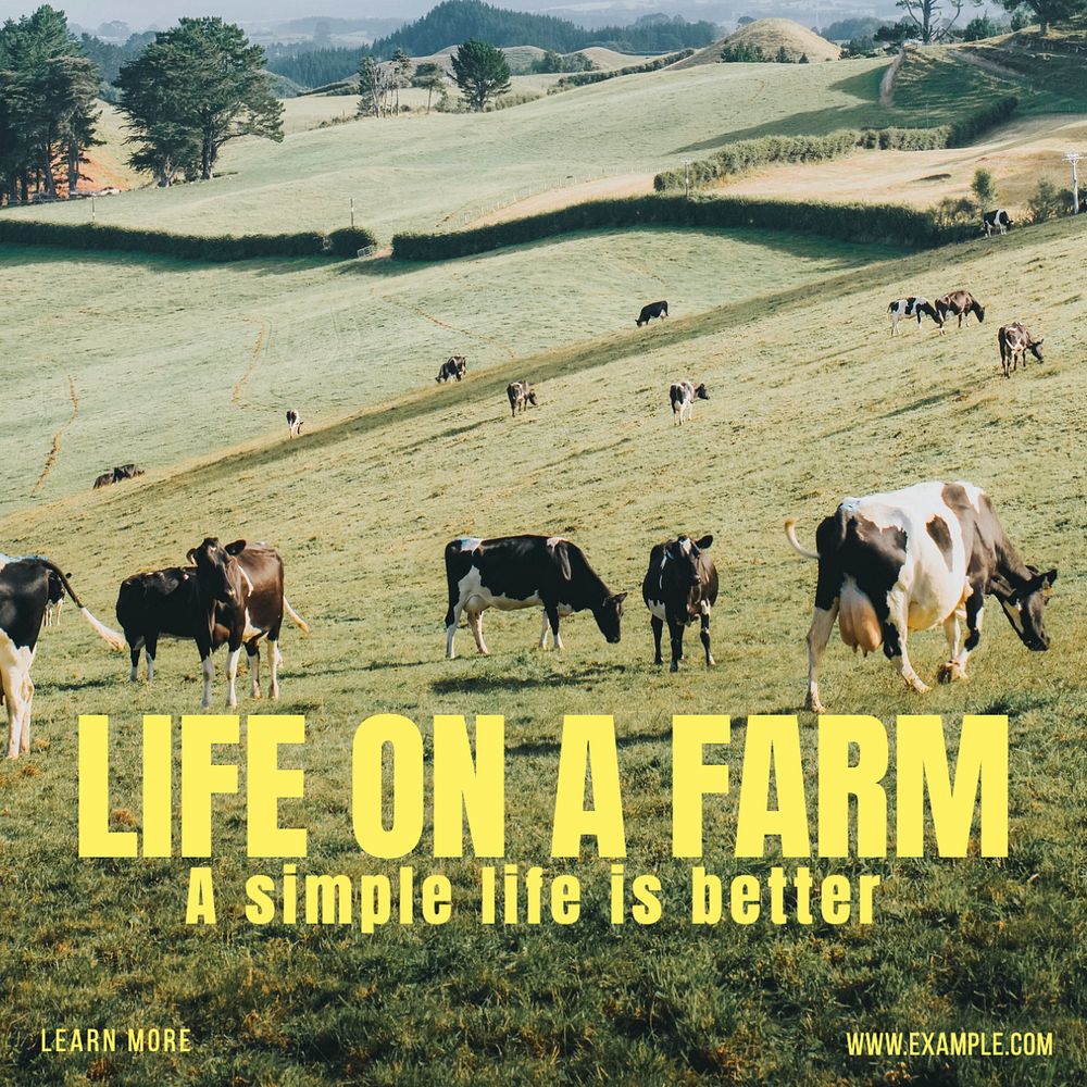 Farm life  Instagram post template, editable text