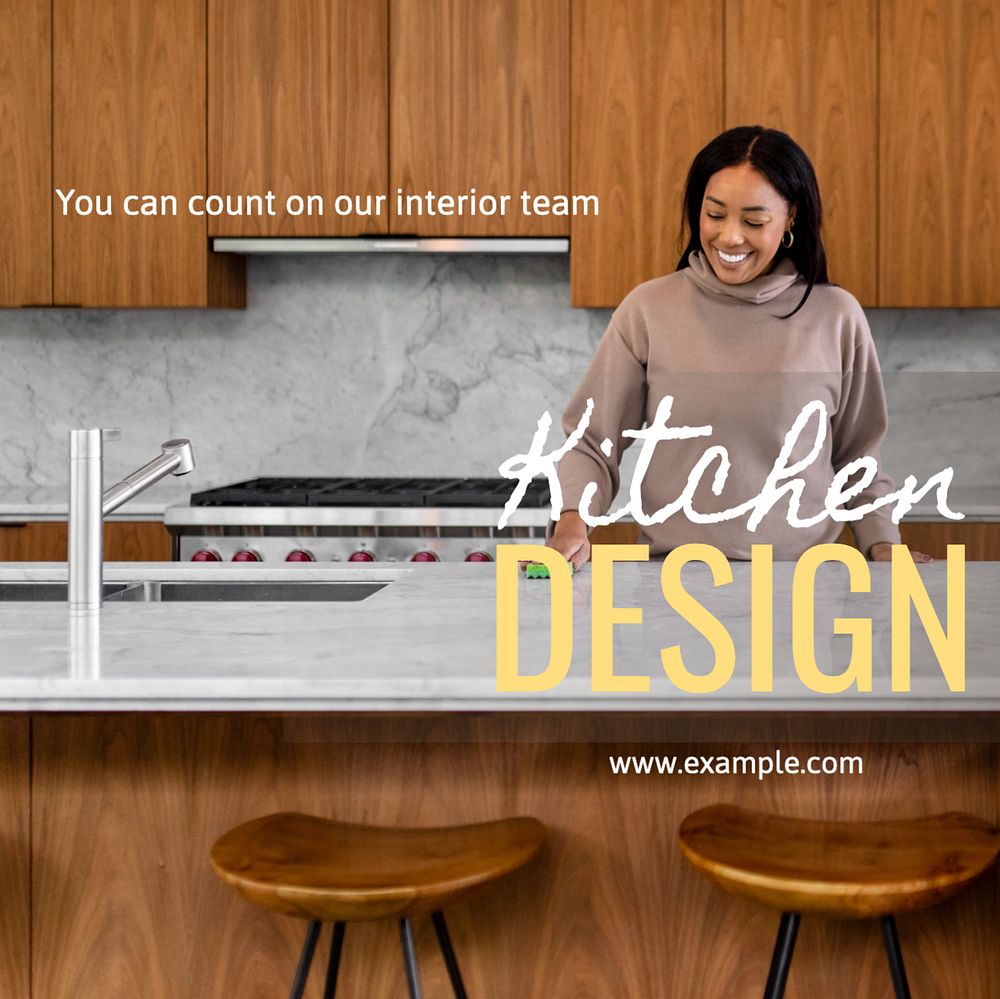 Kitchen design  Instagram post template, editable text