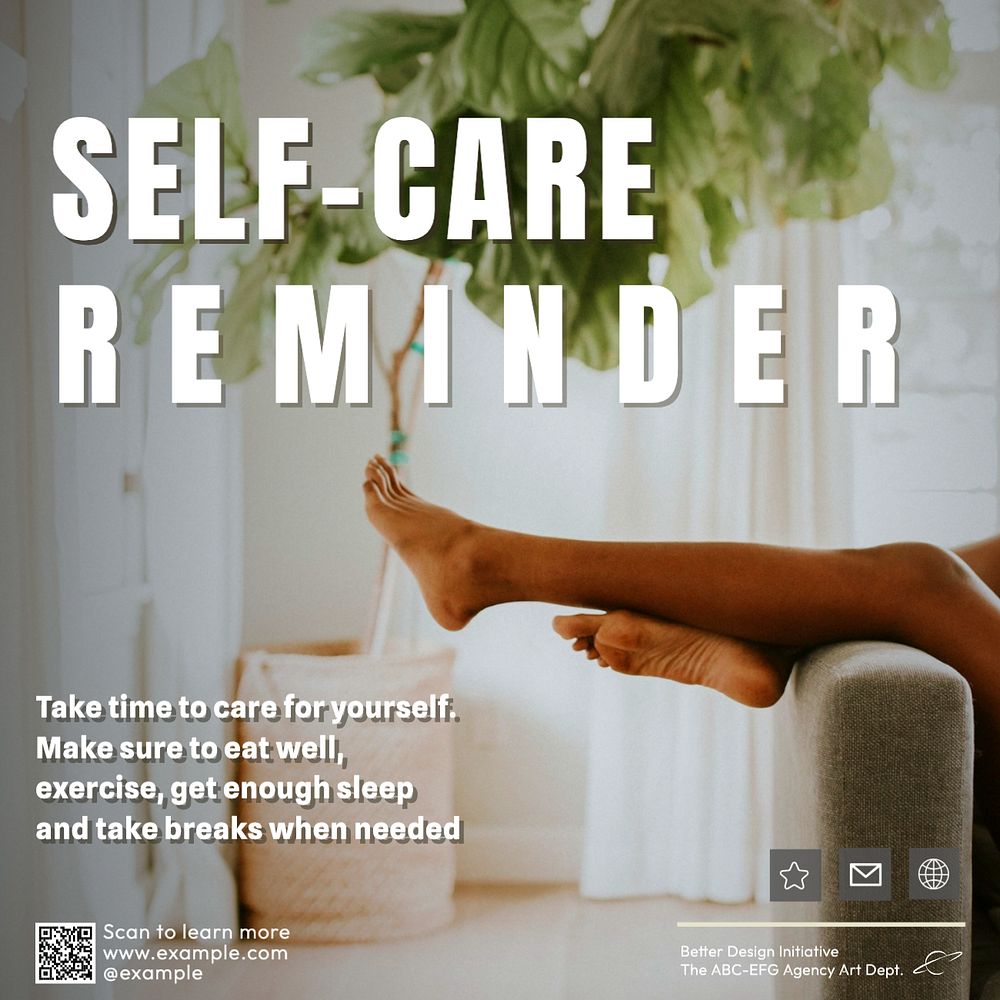 Self care reminder Instagram post template, editable text