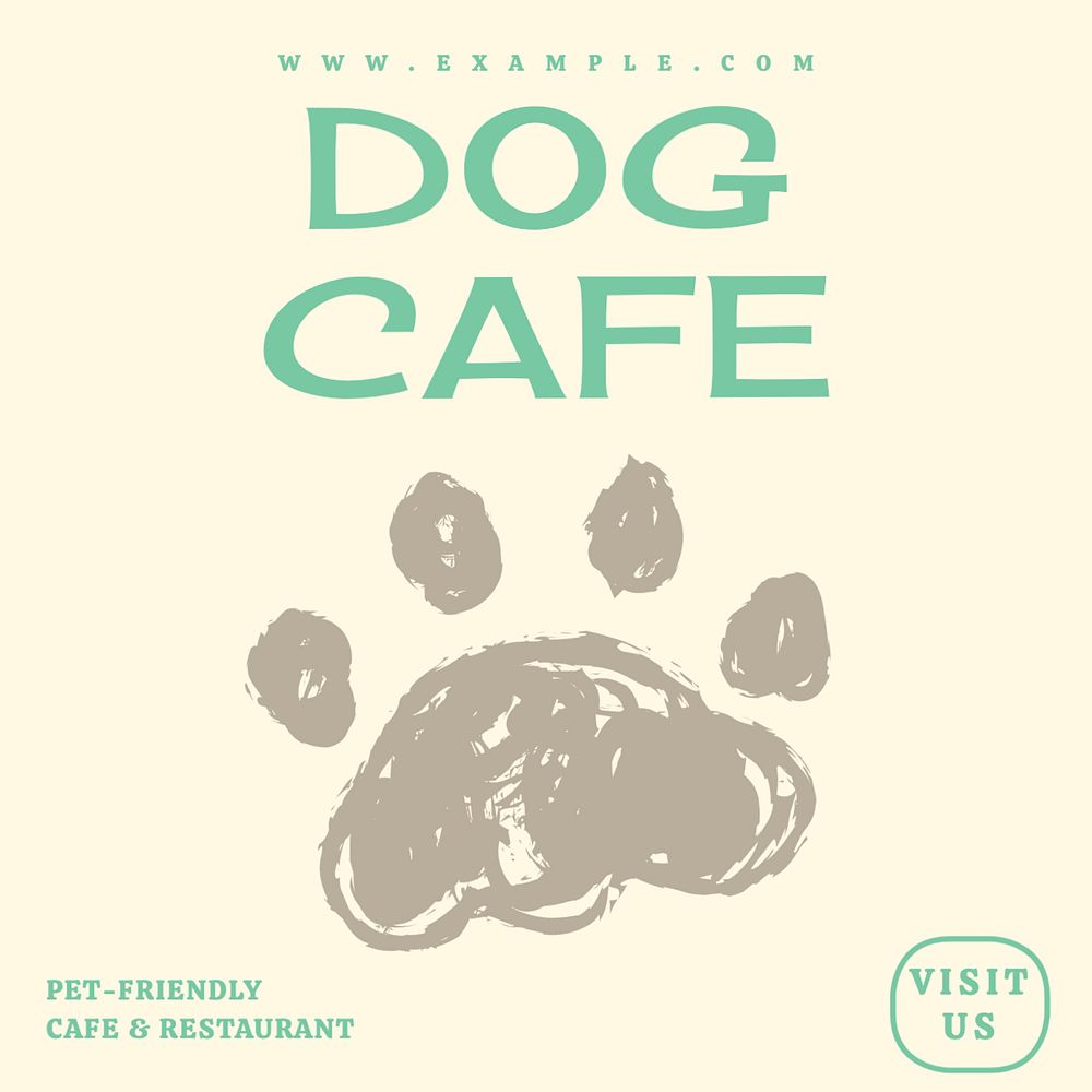 Dog cafe Facebook post template, editable design