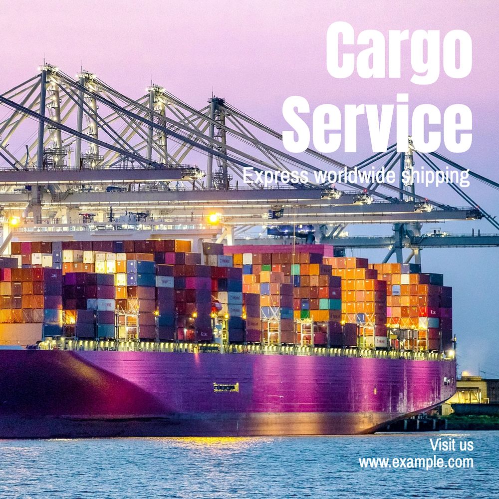 Cargo service  Instagram post template, editable text