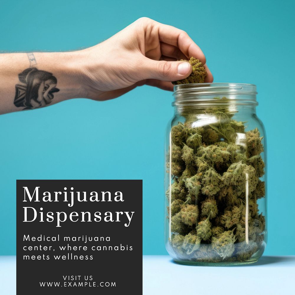 Marijuana dispensary Instagram post template, editable text