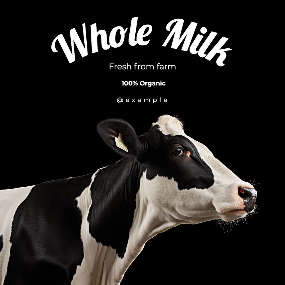 Whole milk Instagram post template, editable text