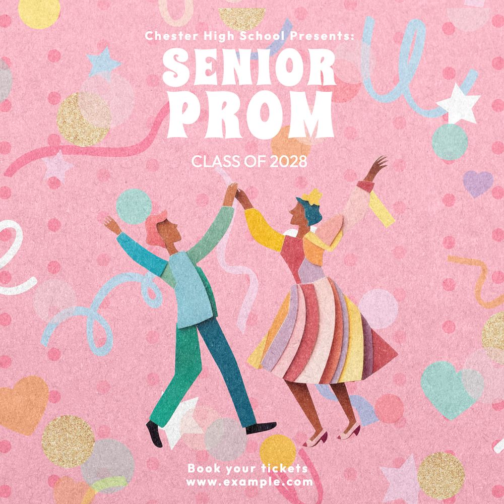 Senior prom Instagram post template, editable text