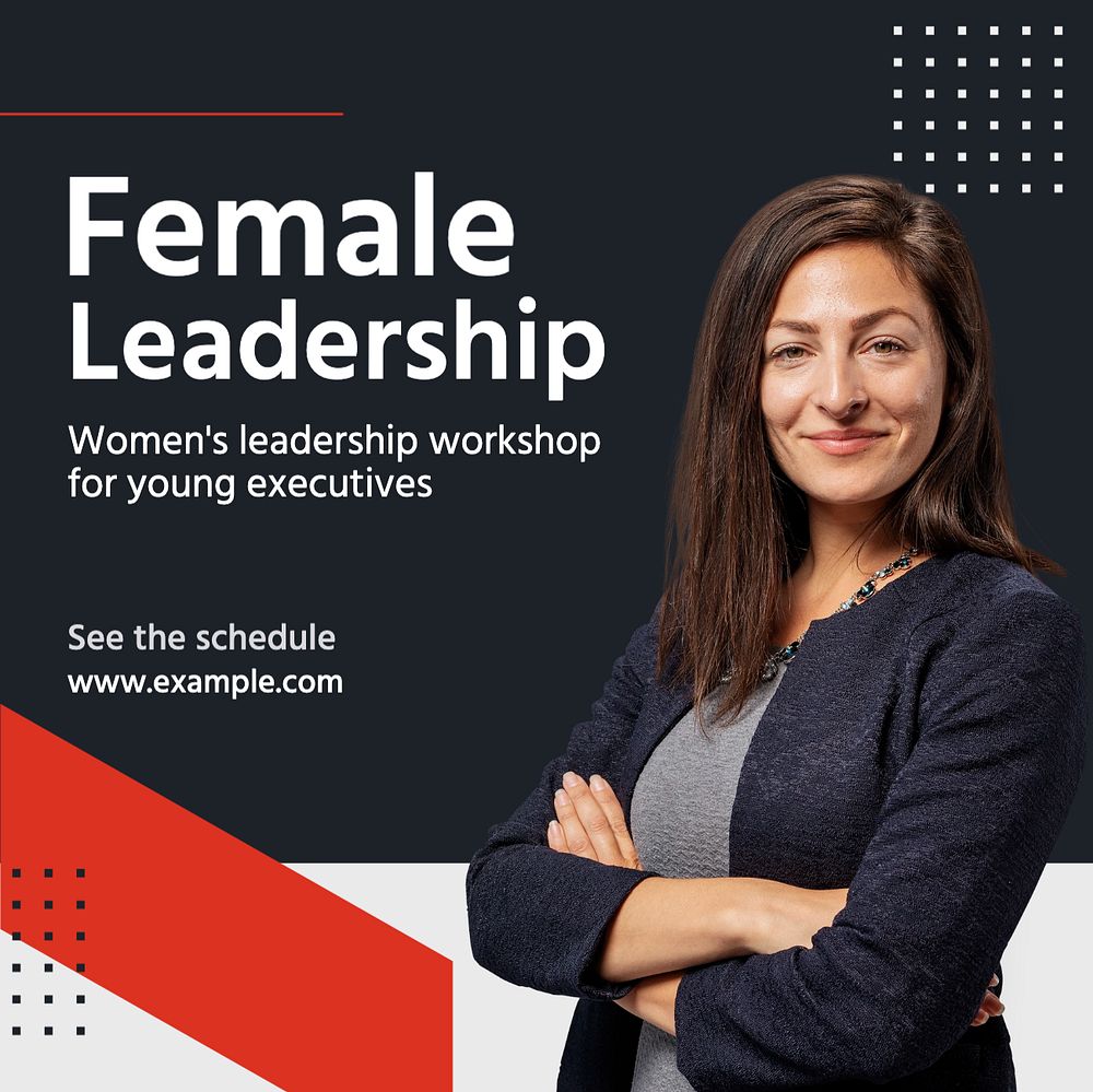 Female leadership Facebook post template, editable design