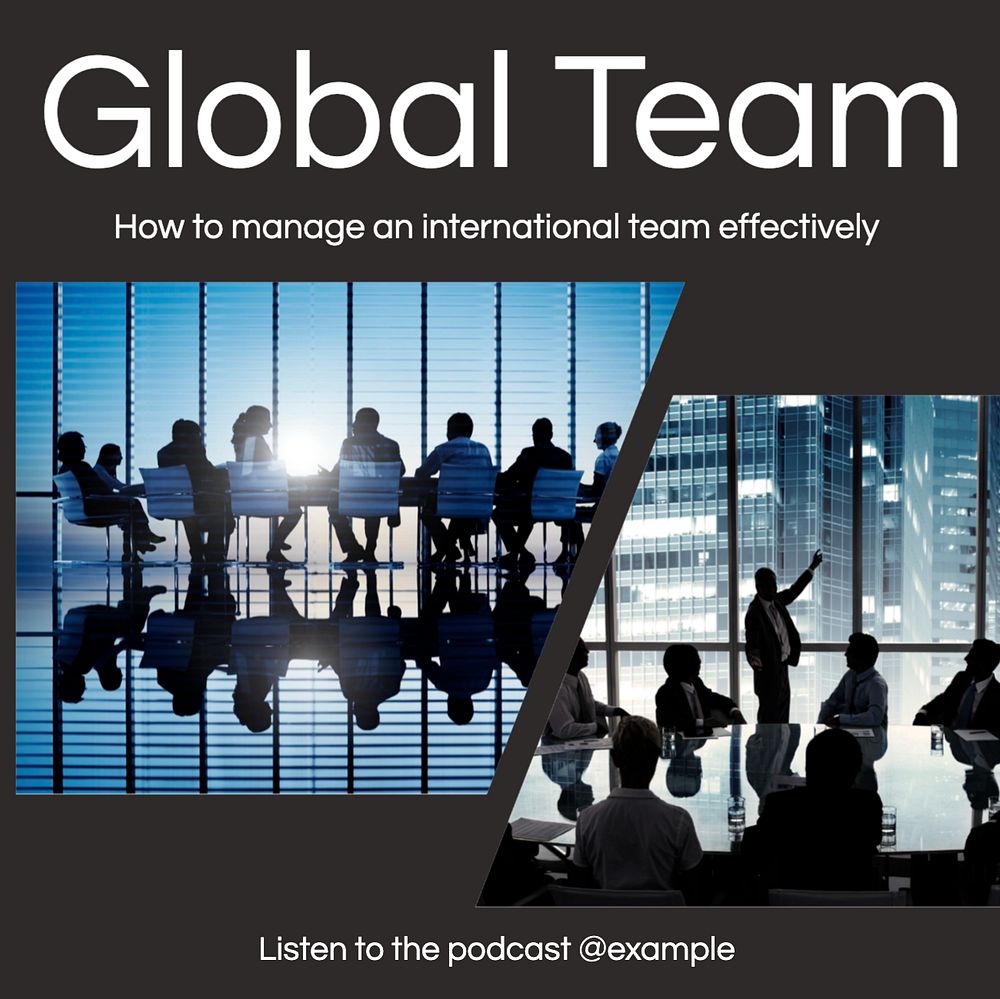 Global team  Instagram post template, editable text