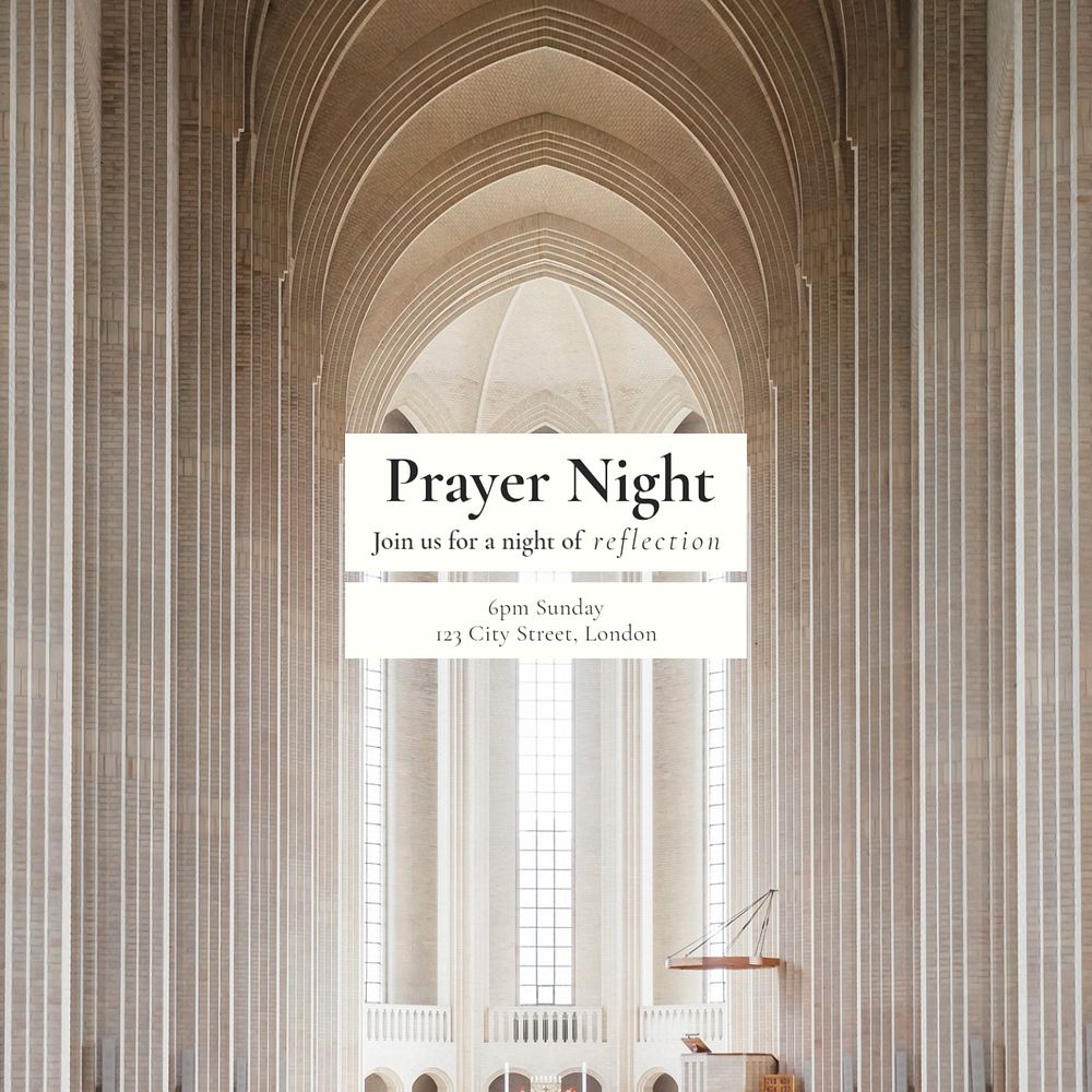 Prayer night Instagram post template, editable text