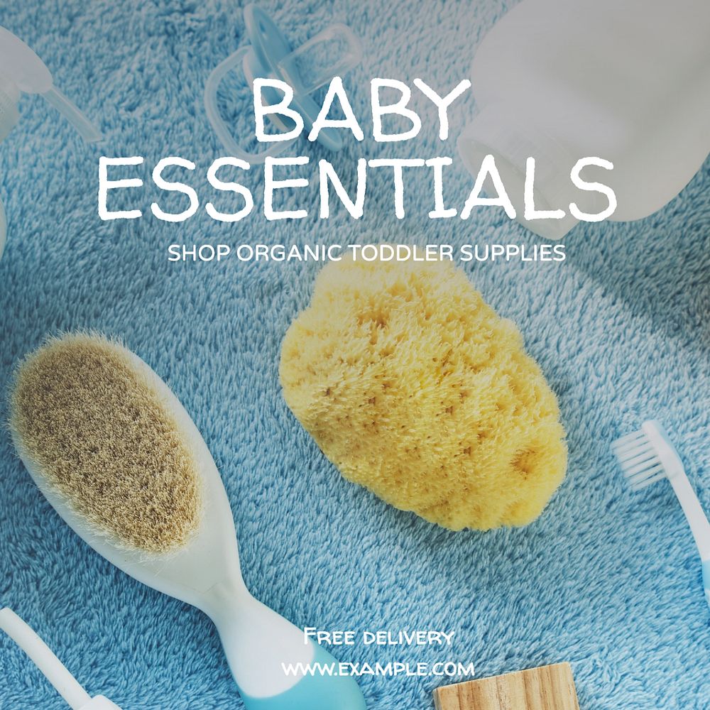 Baby essentials Instagram post template, editable text