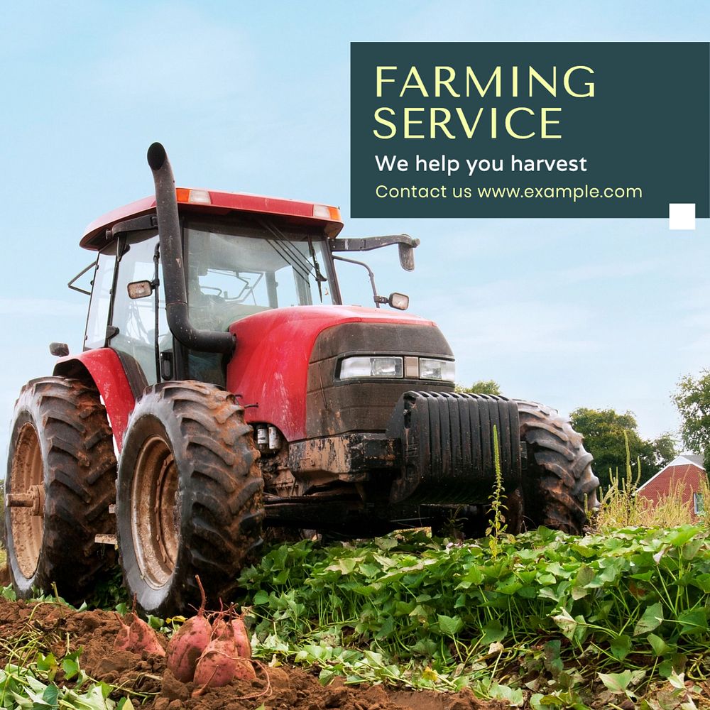 Farming service  Instagram post template, editable text