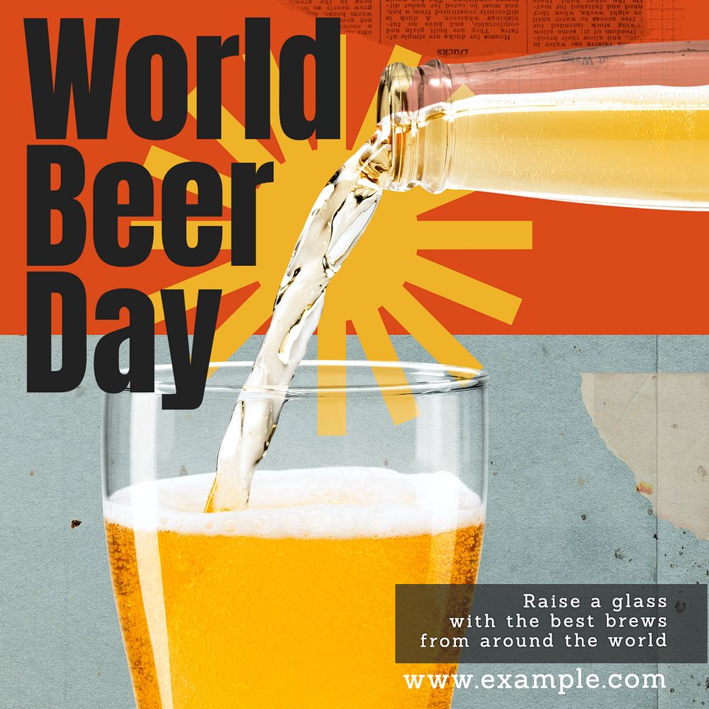 World beer day Facebook post template, editable design