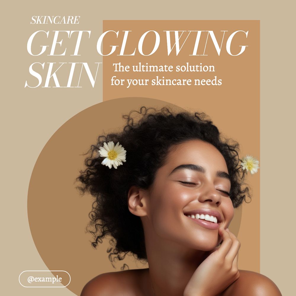 Skincare Instagram post template, editable text