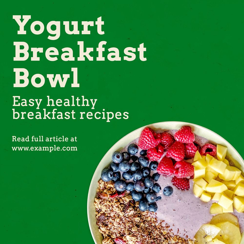 Yogurt breakfast Facebook post template, editable design