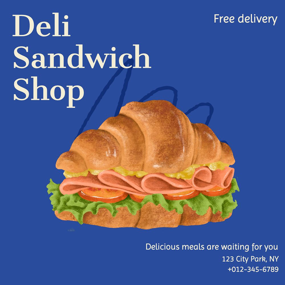 Deli shop Facebook post template, editable design