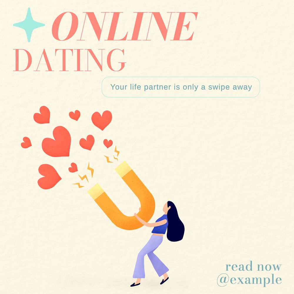 Online dating Facebook post template, editable design