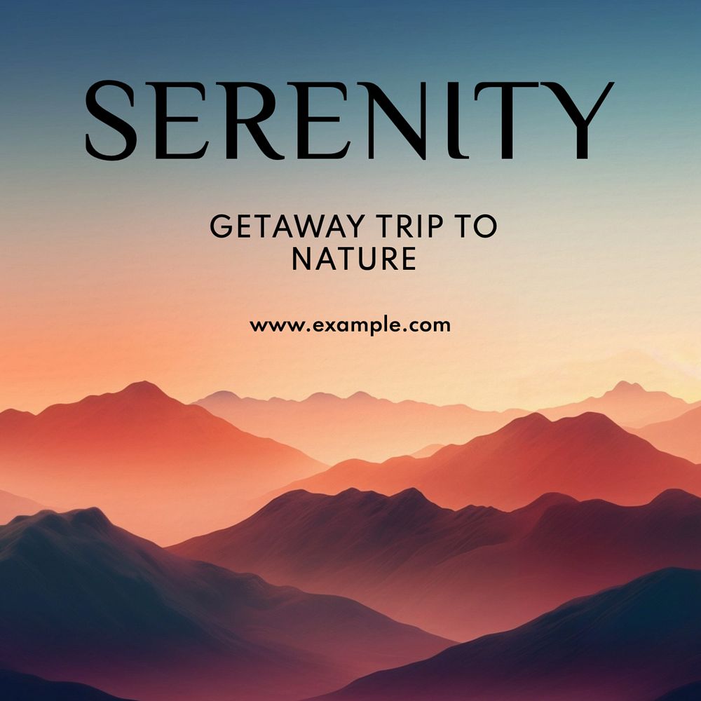 Serenity & nature trip Instagram post template, editable text