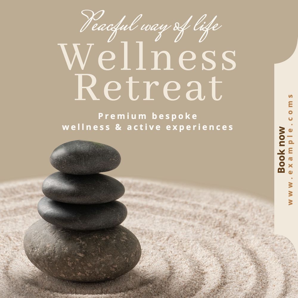 Wellness retreat Facebook post template, editable design