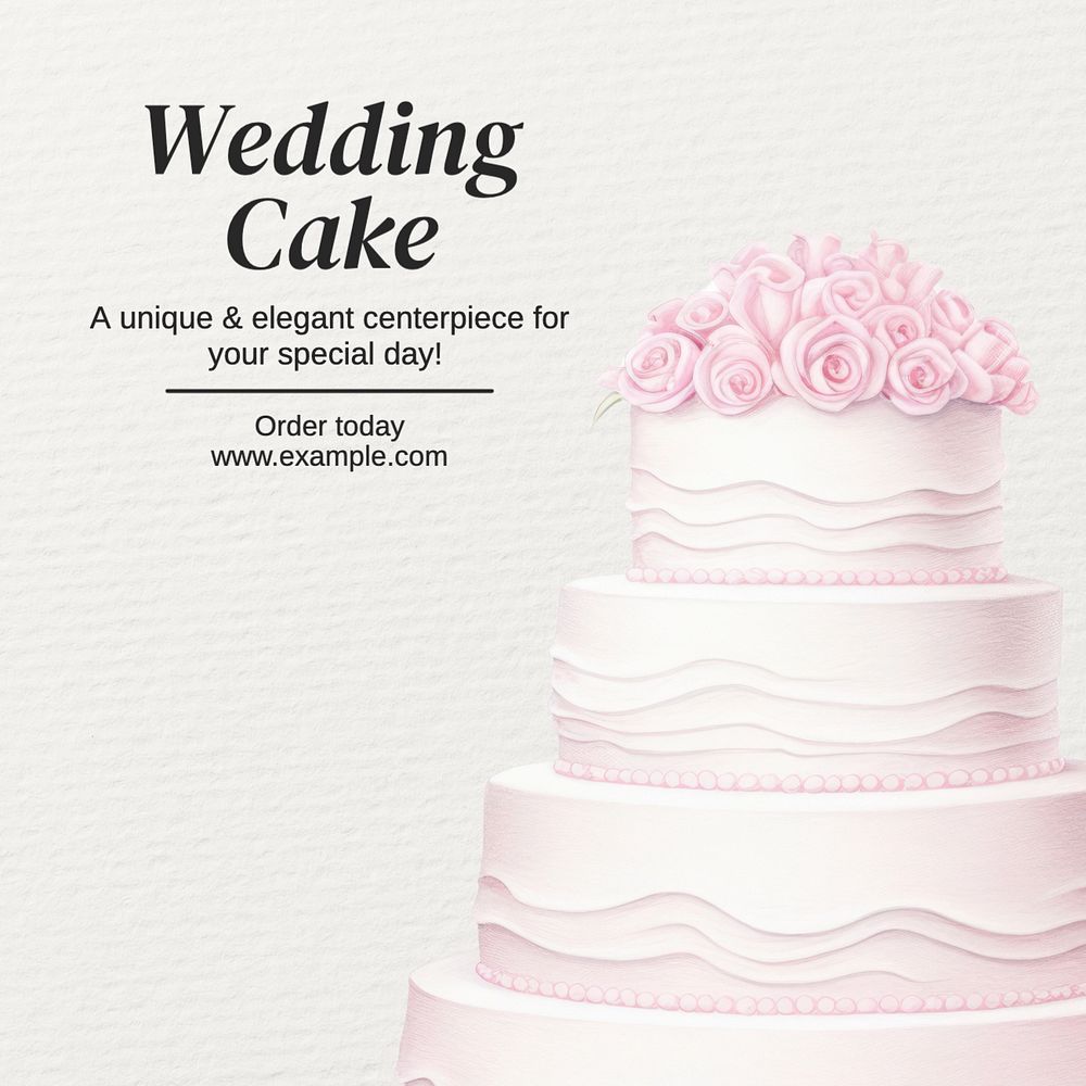 Wedding cake Instagram post template, editable text